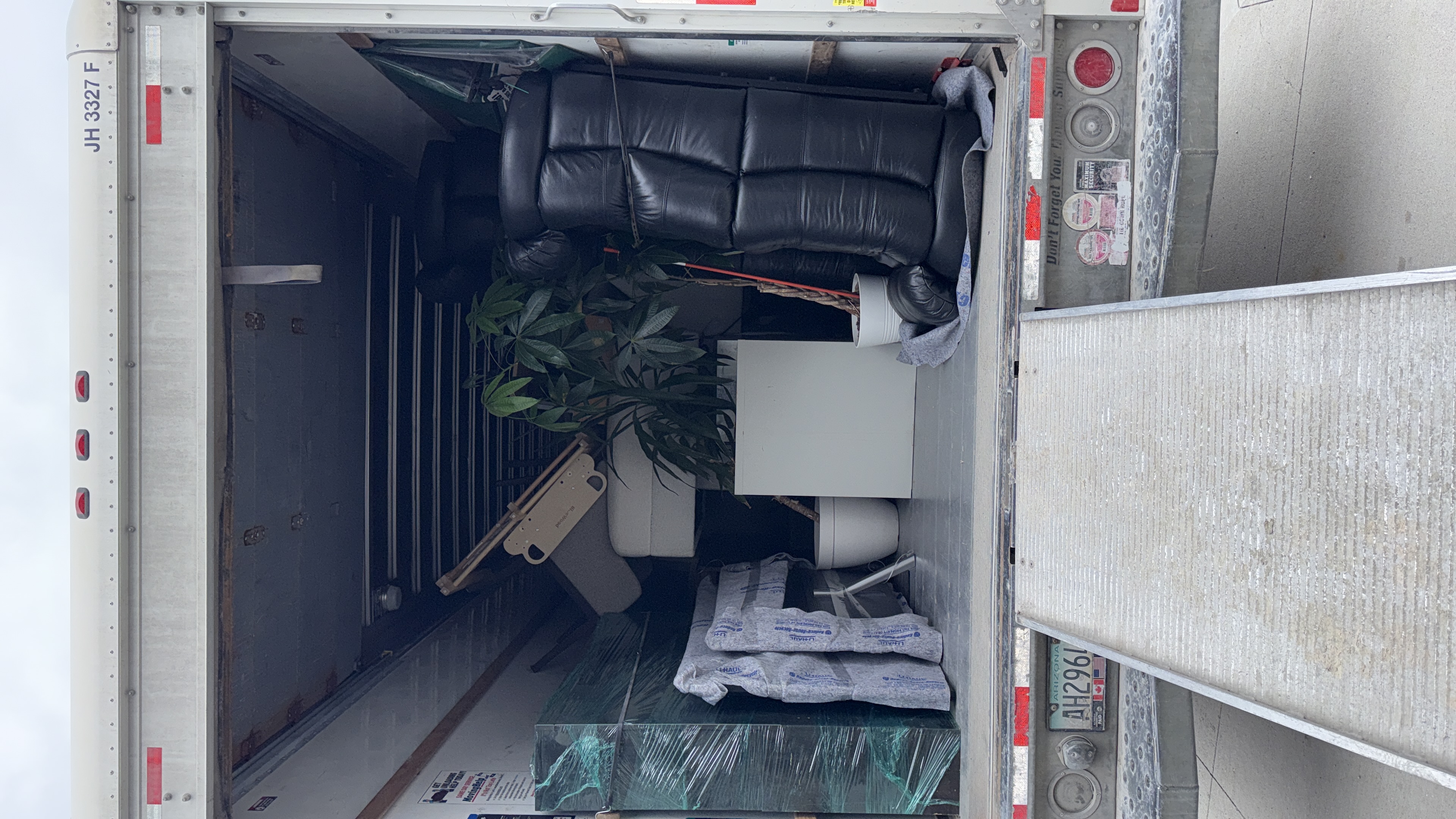 Furniture and household items loaded into a moving truck